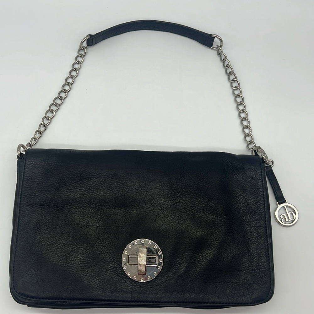 Audrey Brooke Black Leather Chain Strap Shoulder Bag